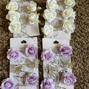 Floral hair clips